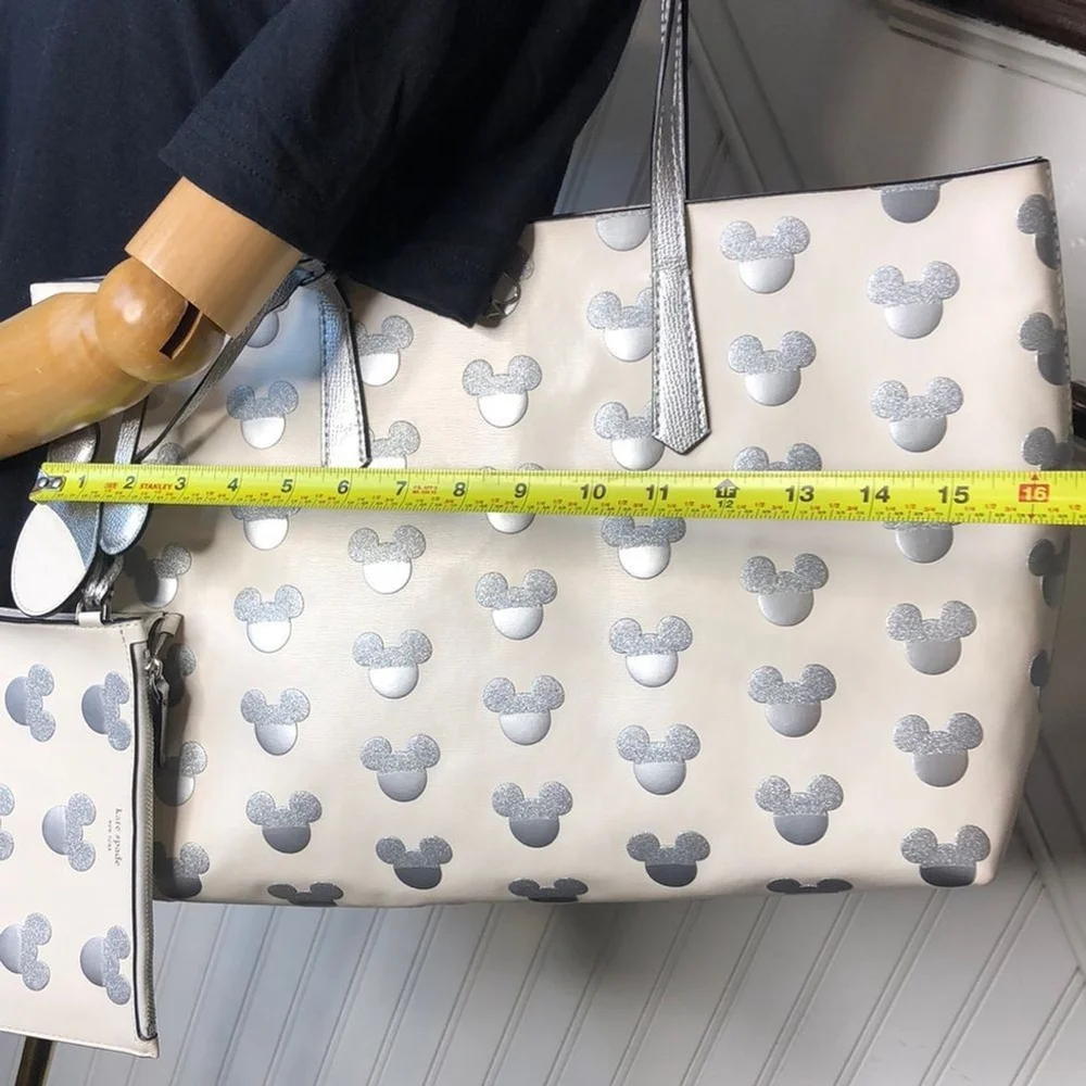KATE SPADE X Disney Silver Mickey Mouse Embossed Shoulder Bag Tote